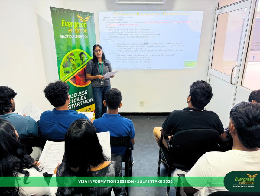 Evergreen Education Panadura successfully concluded our Visa Information Session for the July 2025 Intake for the first set of students!